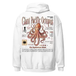 Puppy Printy Giant Pacific Octopus Anatomy Shirt, Cute Animal Knowledge Octopus Marine Biology Novelty Graphic Gift Unisex Hoodie