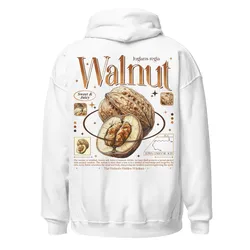 Puppy Printy Walnuts Knowledge Shirt, Retro Fruit Anatomy Walnuts Nutrition Facts Novelty Graphic Gift Unisex Hoodie