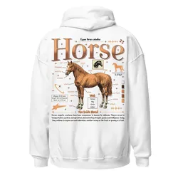 Puppy Printy Horse Anatomy Shirt, Cute Animal Knowledge Horse Biology Novelty Graphic Gift Unisex Hoodie
