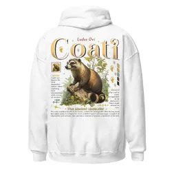 Puppy Printy Coati Anatomy Shirt, Cute Animal Knowledge Coati Biology Graphic Gift Unisex Hoodie