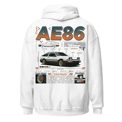 Puppy Printy Retro AE86 Knowledge Shirt, Cute Sport Car Automotive Anatomy AE86 Novelty Graphic Gift Unisex Hoodie