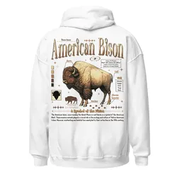 Puppy Printy Bison Anatomy Shirt, Cute Animal Knowledge Bison Biology Novelty Graphic Gift Unisex Hoodie