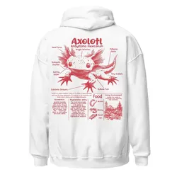 Puppy Printy Axolotl Anatomy Shirt, Vintage Animal Knowledge Axolotl Biology Novelty Graphic Gift Unisex Hoodie