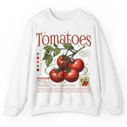 Puppy Printy Tomatoes Knowledge Shirt, Retro Fruit Anatomy Tomatoes Nutrition Facts Novelty Graphic Gift Unisex Sweatshirt