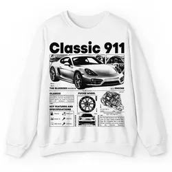 Puppy Printy Classic 911 Knowledge Shirt, Vintage Sport Car Anatomy Technology 911 Novelty Graphic Gift Unisex Sweatshirt