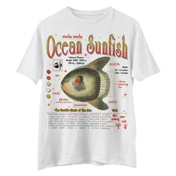 Puppy Printy Ocean Sunfish Anatomy Shirt, Cute Animal Knowledge Fish Marine Biology Novelty Graphic Gift Unisex Shirt