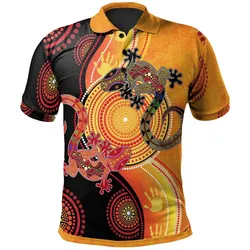 Australia Aboriginal Polo Shirt - Couple Aboriginal Lizards