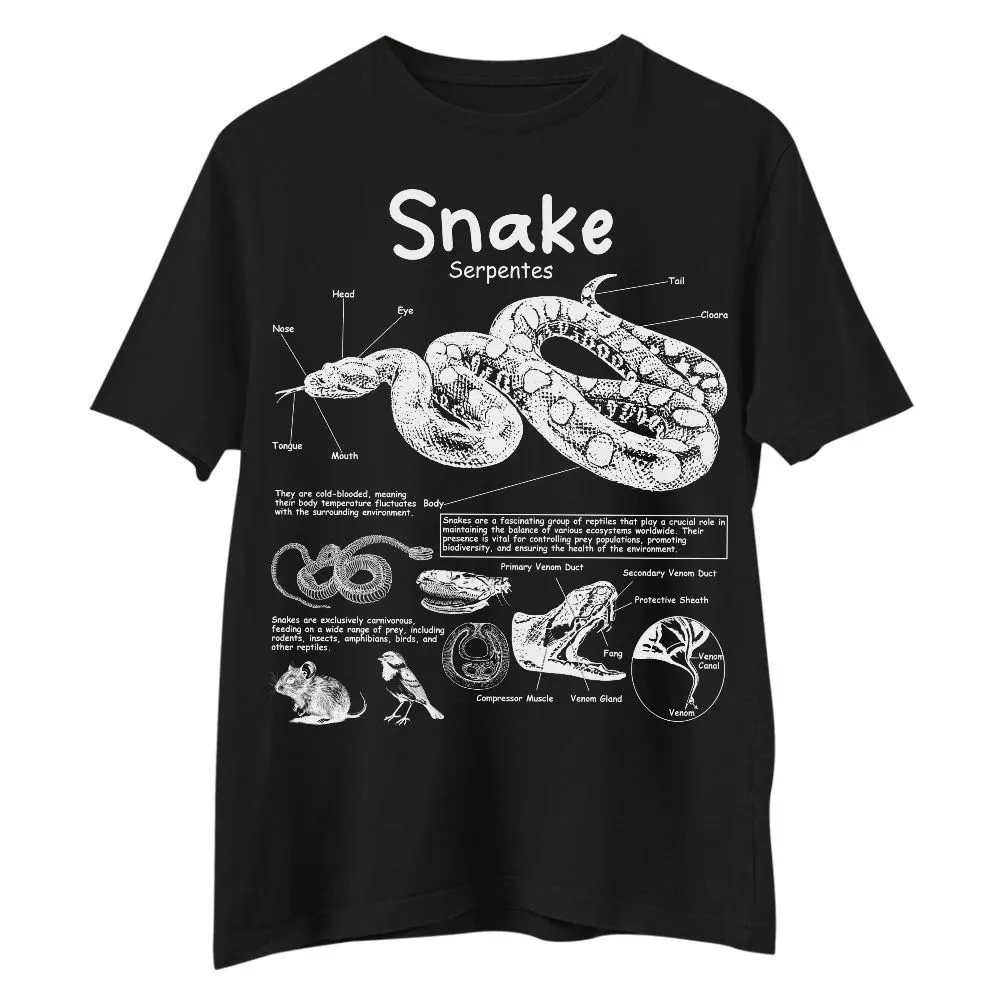 Puppy Printy Snake Anatomy Shirt, Vintage Animal Knowledge Snake Biology Graphic Gift Unisex Shirt