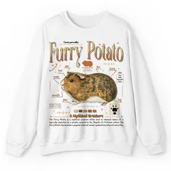 Puppy Printy Furry Potato Anatomy Shirt, Cute Animal Knowledge Guinea Pig Biology Novelty Graphic Gift Unisex Sweatshirt