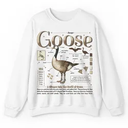 Puppy Printy Goose Anatomy Shirt, Cute Animal Knowledge Goose Biology Novelty Graphic Gift Unisex Sweatshirt